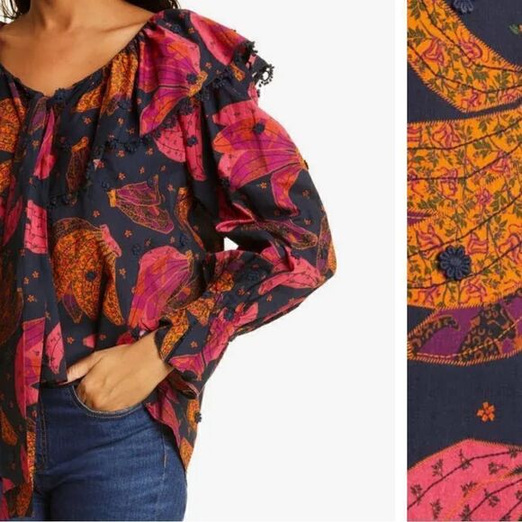 FARM RIO Patchwork Banana Blouse Size XS - Picture 8 of 11